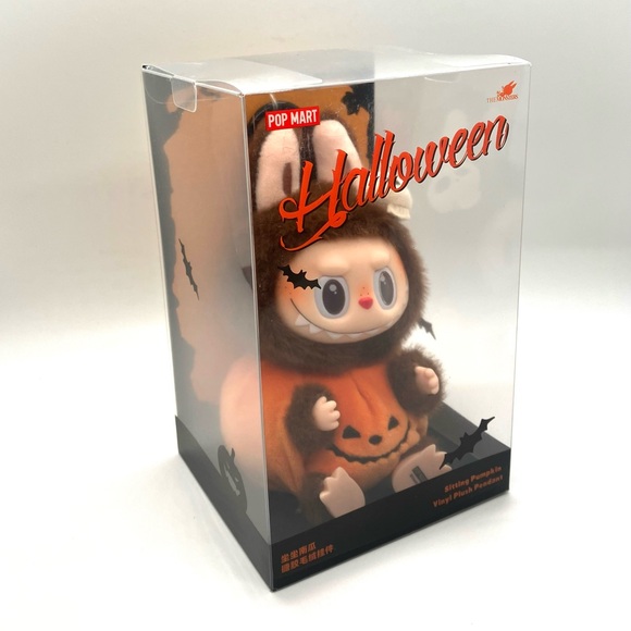 Authentic Pop Mart Labubu Halloween Pumpkin Vinyl Plush Pendant - Picture 7 of 11